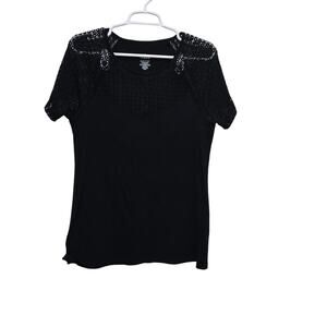 Torrid Size 1 Black Lace Yoke Short Sleeve Top Plus Size